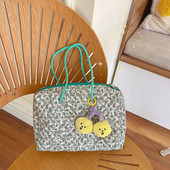 Hylhexyr Καπιτονέ βαμβακερή τσάντα ώμου Πράσινα λουλούδια Τσάντα μεγάλης χωρητικότητας Γυναικείες φορητές τσάντες μαμάς με φερμουάρ