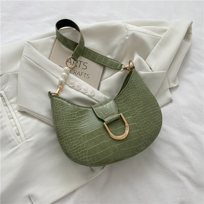Divat krokodilmintás női válltáska gyöngy dekoráció kézitáskák tervező hónaljtáskák keresztben