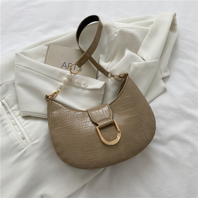 Divat krokodilmintás női válltáska gyöngy dekoráció kézitáskák tervező hónaljtáskák keresztben