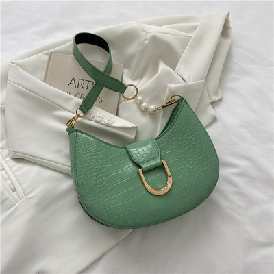 Divat krokodilmintás női válltáska gyöngy dekoráció kézitáskák tervező hónaljtáskák keresztben