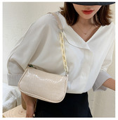 Μόδα Popular Τσάντα Leisure Beauty One Shoulder Τσάντα μασχάλης Γαλλική τσάντα στικ Μικρή τετράγωνη τσάντα Γυναικεία τσάντα με σχέδιο κροκόδειλου