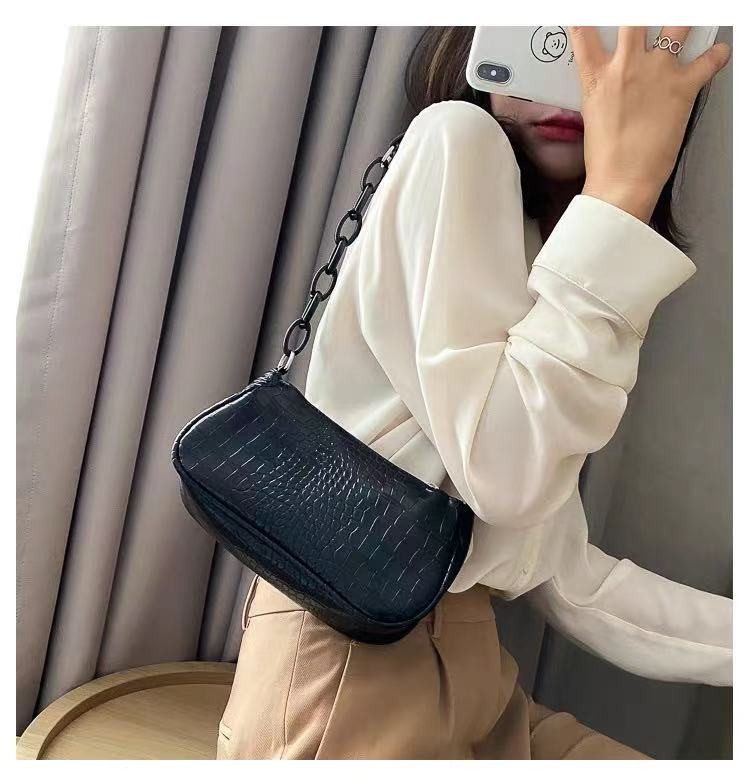 Μόδα Popular Τσάντα Leisure Beauty One Shoulder Τσάντα μασχάλης Γαλλική τσάντα στικ Μικρή τετράγωνη τσάντα Γυναικεία τσάντα με σχέδιο κροκόδειλου