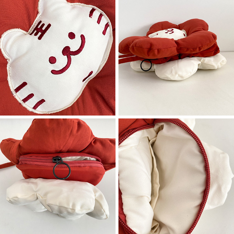 Hylhexyr armas väike tiiger tikitud rist kehaga kott Topeltselja lillekujuline õlakott Naiste mobiiltelefoni kott