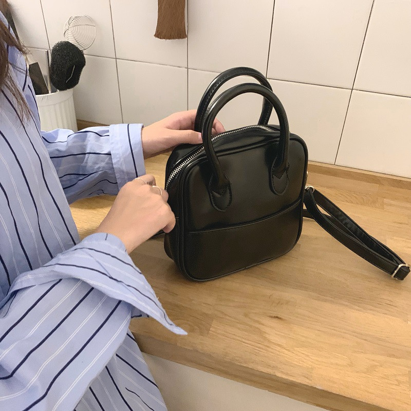 PU-nahast naiste mustad õlakotid, retrodisainiga naiste käekotid, käekotid, moed, tüdrukud, igapäevane ristkehaga kott