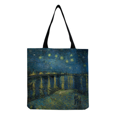 Uus Van Goghi õlimaal kandekott Retrokunst mood reisikott naistele kaasaskantav ökopood Kvaliteetne kokkupandav naiste käekott