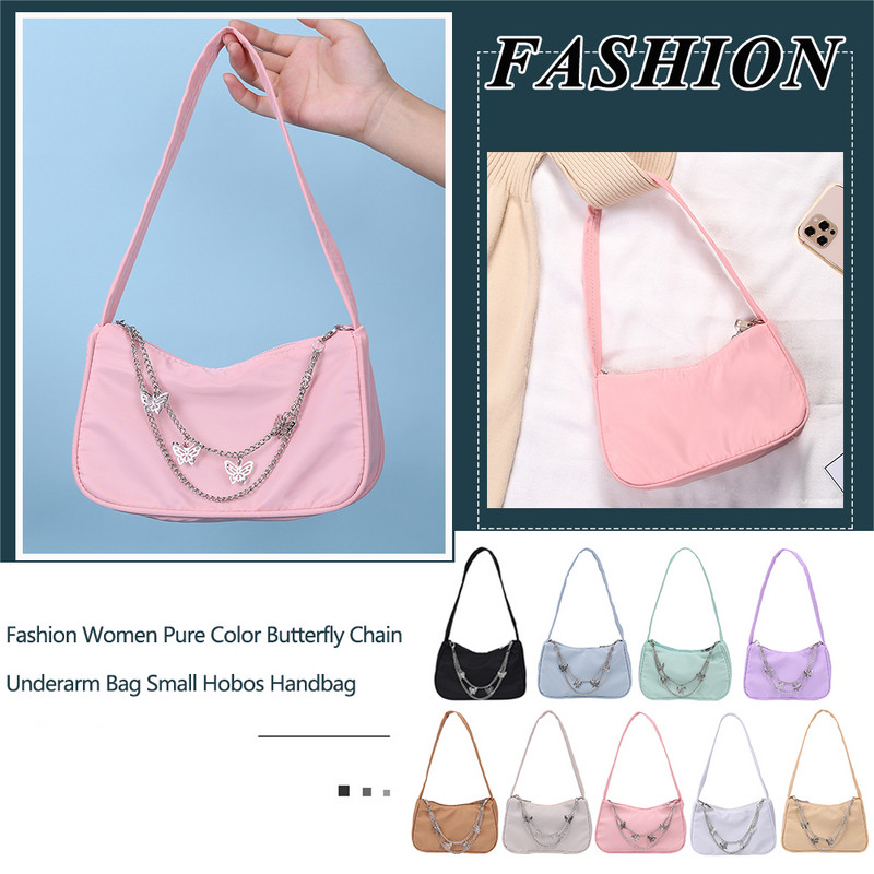 Alkalmi női hónaljtáska, egyszínű pillangólánc, napi utazás, kis hobos kézitáskák erszényes nőknek, 2022