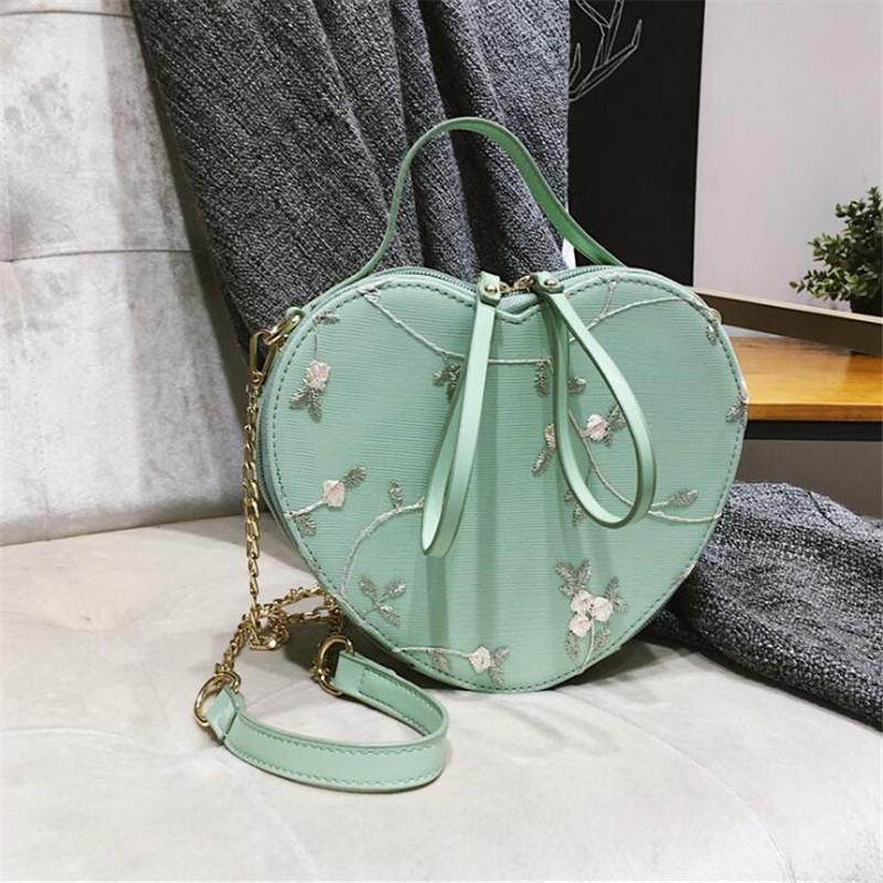 Ins Hot Sale Lilletikandid Käekott Rahakott Õlakott Südamekujuline Nahast Kett Messenger Kotid Crossbody Clutch Väike kott