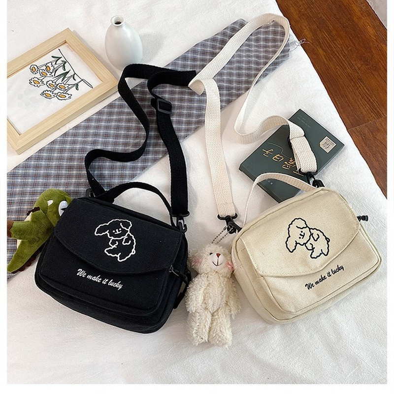 Καμβάς Μικρή φρέσκια γυναικεία τσάντα με έναν ώμο Διαγώνια πολυλειτουργική εκτύπωση κινουμένων σχεδίων μόδας Πακέτο 2022 Νέο