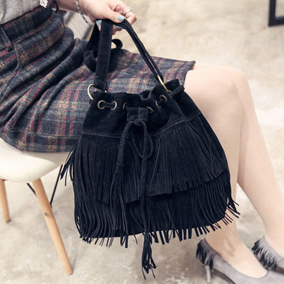 2022 Retro Faux Suede Fringe Naiste Sõnumikotid Tote Uus Käekott Tutt Õlakotid Crossbody Bag Bolsa Fesmall Na