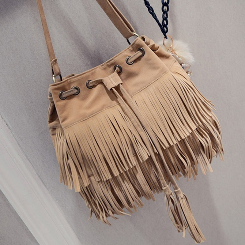 2022 Retro Faux Suede Fringe Naiste Sõnumikotid Tote Uus Käekott Tutt Õlakotid Crossbody Bag Bolsa Fesmall Na
