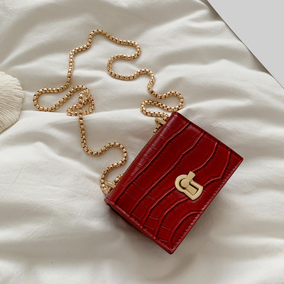 PU Δερμάτινη Casual Messenger Crossbody Τσάντα Γυναικεία Μονόχρωμη Μίνι Αλυσίδα Τσάντες ώμου Νεανικές Γυναικείες Μικρή Τετράγωνη Τσάντα Bolsas Mujer