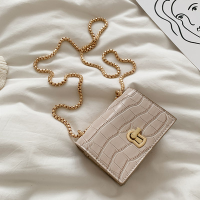 PU Δερμάτινη Casual Messenger Crossbody Τσάντα Γυναικεία Μονόχρωμη Μίνι Αλυσίδα Τσάντες ώμου Νεανικές Γυναικείες Μικρή Τετράγωνη Τσάντα Bolsas Mujer