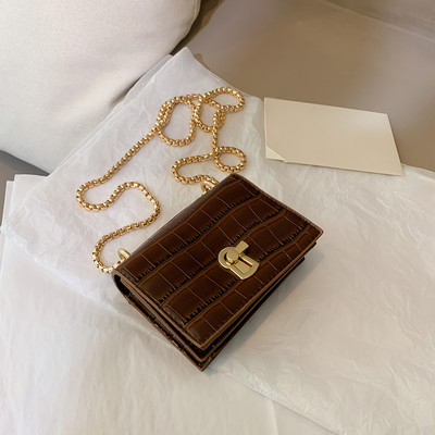 PU Δερμάτινη Casual Messenger Crossbody Τσάντα Γυναικεία Μονόχρωμη Μίνι Αλυσίδα Τσάντες ώμου Νεανικές Γυναικείες Μικρή Τετράγωνη Τσάντα Bolsas Mujer