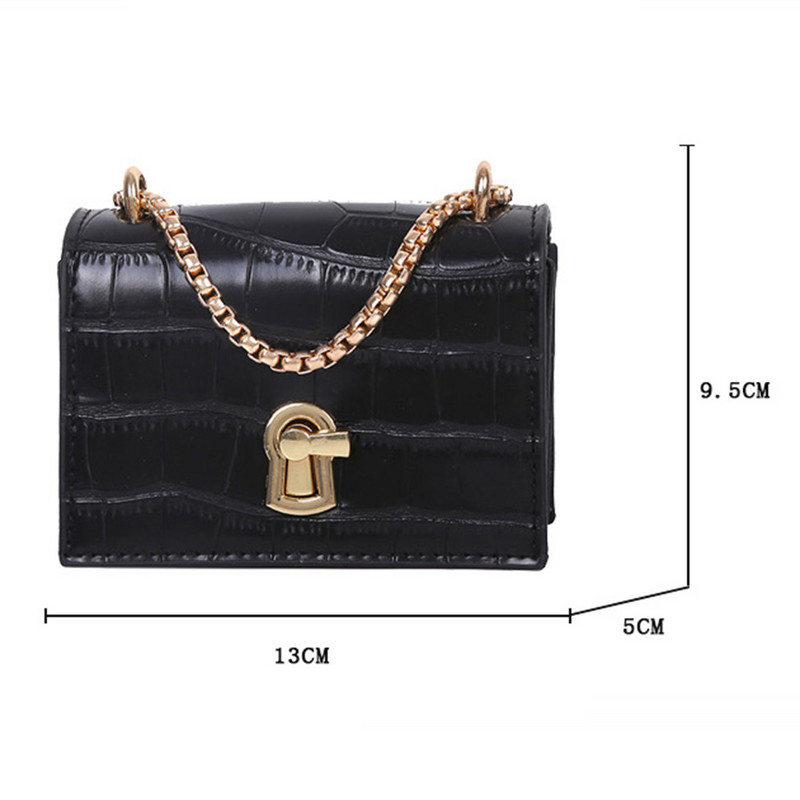 PU Δερμάτινη Casual Messenger Crossbody Τσάντα Γυναικεία Μονόχρωμη Μίνι Αλυσίδα Τσάντες ώμου Νεανικές Γυναικείες Μικρή Τετράγωνη Τσάντα Bolsas Mujer