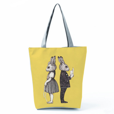 Cute Cat Creen Ежедневна дамска чанта с карикатура и анимация Екологична пазарска чанта Ежедневна преносима дамска чанта през рамо с голям капацитет