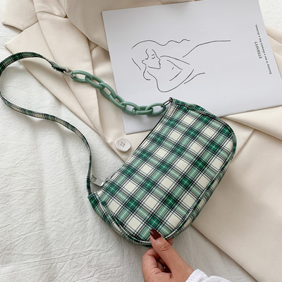 Női válltáska Retro kockás hónaljtáskák Láncpánt Cipzár Alkalmi tervező Mini kézitáskák Válltáska Női válltáska