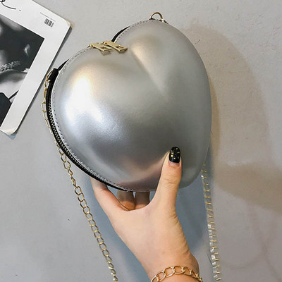 Μικρές γυναικείες τσάντες χιαστί με φερμουάρ σε σχήμα καρδιάς Πολυτελές γυναικείο συμπλέκτη μάρκας Τσάντα ώμου χιαστί χρώματος