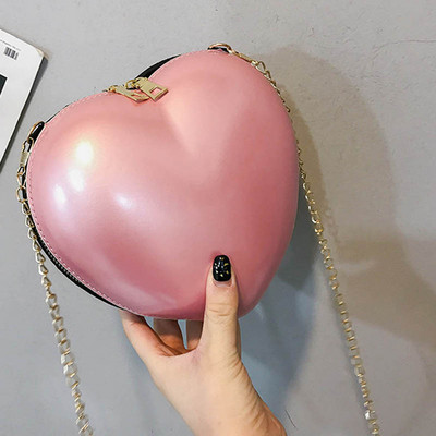 Μικρές γυναικείες τσάντες χιαστί με φερμουάρ σε σχήμα καρδιάς Πολυτελές γυναικείο συμπλέκτη μάρκας Τσάντα ώμου χιαστί χρώματος