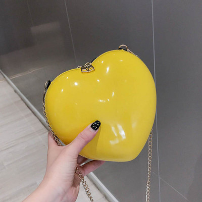 Μικρές γυναικείες τσάντες χιαστί με φερμουάρ σε σχήμα καρδιάς Πολυτελές γυναικείο συμπλέκτη μάρκας Τσάντα ώμου χιαστί χρώματος