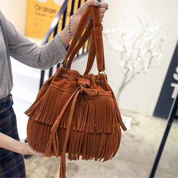 Γυναικεία Τσάντα ώμου Ρετρό Φούντες Trending Cross Body Bag Tassel Suede Faux γούνα Fringe Messenger Shoulder Handbag Totes Bolsa