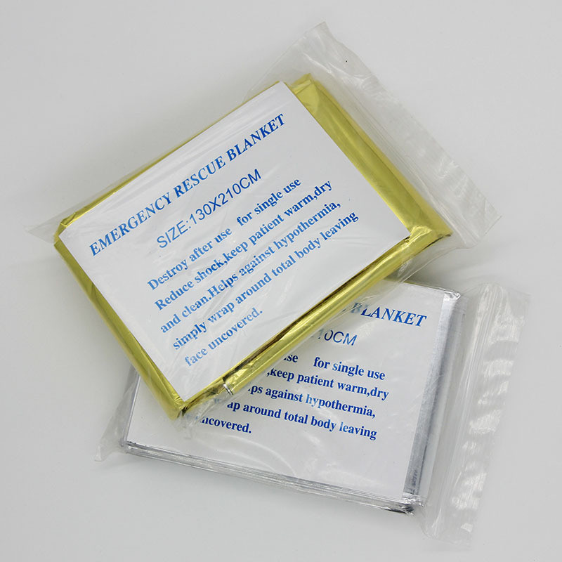 Kültéri, alacsony hőmérsékletű mentőkészlet elsősegély-készlet szigetelő takaró kempingtartó fólia poliészter fólia életmentő meleg szigetelés