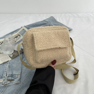 Talvine villane kohev karusnahast õlakott naistele. Soe plüüs kaenlaaukott Disainer Lady Crossbody Bag Armas telefonikott