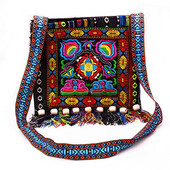 Hmong Vintage Китайски национален стил Етническа чанта през рамо Бродерия Boho Hippi Tote Tote Messenger