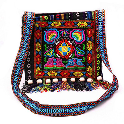 Hmong Vintage Китайски национален стил Етническа чанта през рамо Бродерия Boho Hippi Tote Tote Messenger