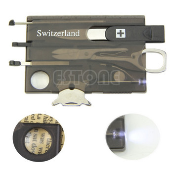 Къмпинг EDC survival Удобен многофункционален инструмент за оцеляване, къмпинг, карта, нож, LED светлина, лупа, нов