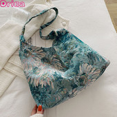 Φορητές τσάντες ώμου σε στυλ ελαιογραφίας Driga για γυναικεία σχέδια τσάντες καμβά μασχάλης Γυναικείες ρετρό ιδιοσυγκρασία μεγάλες τσάντες