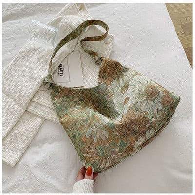 Φορητές τσάντες ώμου σε στυλ ελαιογραφίας Driga για γυναικεία σχέδια τσάντες καμβά μασχάλης Γυναικείες ρετρό ιδιοσυγκρασία μεγάλες τσάντες