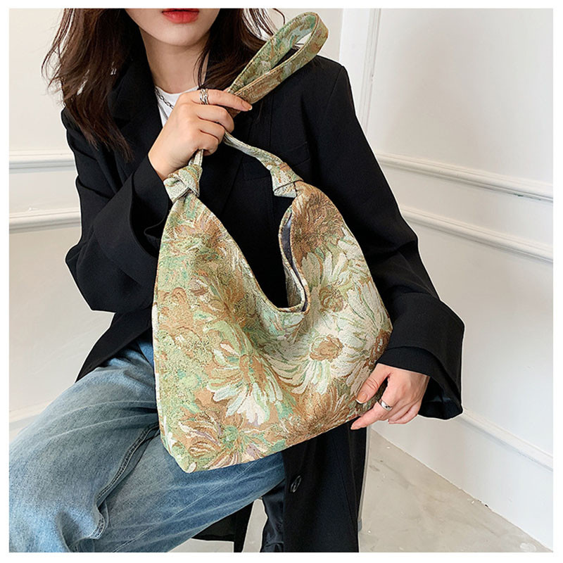 Φορητές τσάντες ώμου σε στυλ ελαιογραφίας Driga για γυναικεία σχέδια τσάντες καμβά μασχάλης Γυναικείες ρετρό ιδιοσυγκρασία μεγάλες τσάντες