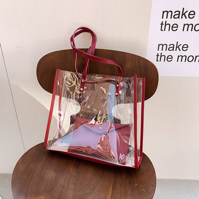 Läbipaistev kott Naiste kott 2tk/komplekt Luksuslik käekott Mood PVC läbipaistev kott Kvaliteetsed käekotid Feminina Bucket Crossbody 2023