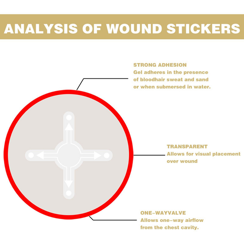 6 tk Ohutus ellujäämise hädaolukorras trauma kleebis Rindkere tihend Meditsiiniline rindkere tihend ventileeritud esmaabiplaaster välistingimustes kasutatavate tööriistade ohutus ellujäämine