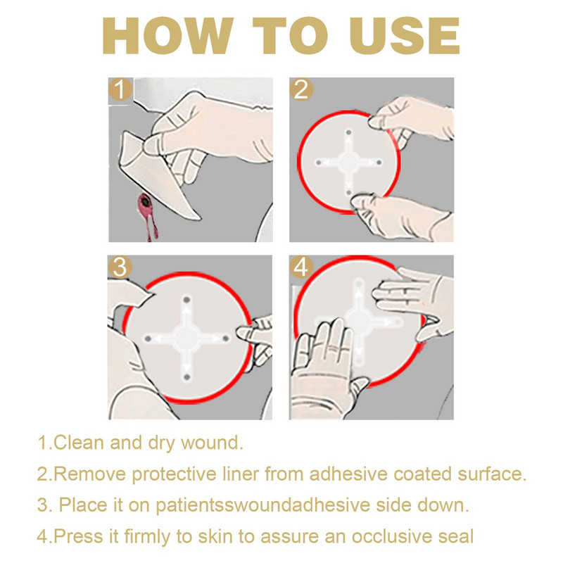 6 tk Ohutus ellujäämise hädaolukorras trauma kleebis Rindkere tihend Meditsiiniline rindkere tihend ventileeritud esmaabiplaaster välistingimustes kasutatavate tööriistade ohutus ellujäämine