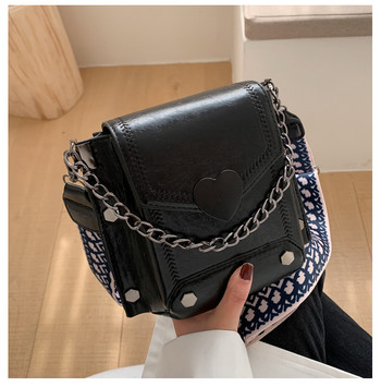 2020 Дамски чанти Messenger Дизайн с широка верига Модни чанти за през рамо Плътни чанти през рамо за жени Чанти със сърце Дамски чанти Портмонета