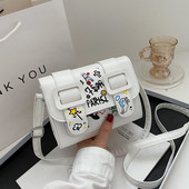 Női graffitis egy vállra keresztezett Cambridge táska 2020 népszerű, új divatos koreai hálóvörös, teljesen passzoló kis táska