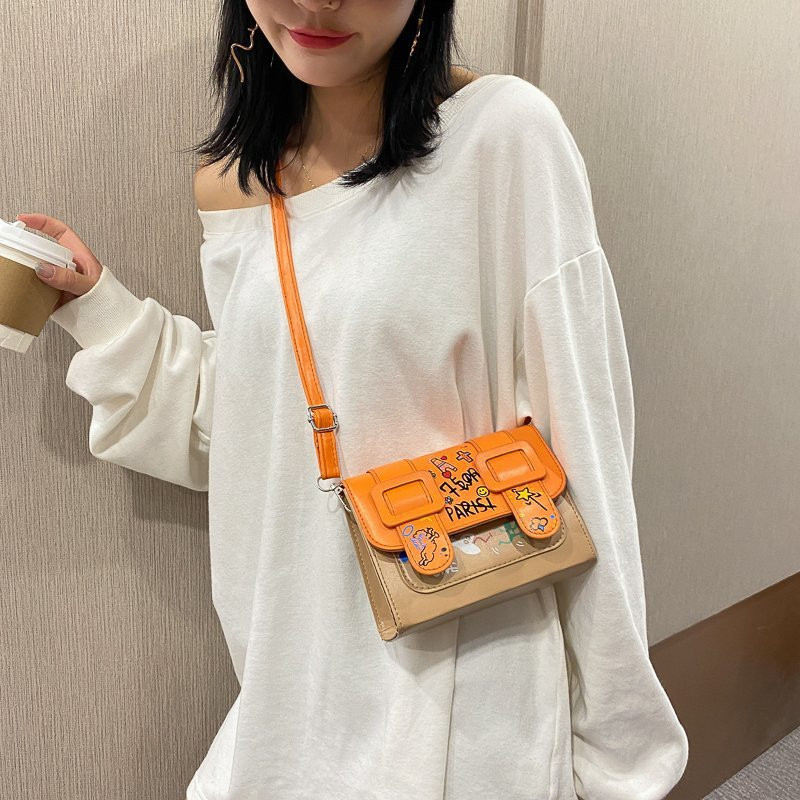 Női graffitis egy vállra keresztezett Cambridge táska 2020 népszerű, új divatos koreai hálóvörös, teljesen passzoló kis táska