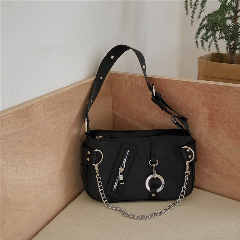 Vintage Chains Τσάντα Γυναικεία Nylon Τσάντα ώμου Νέα τάση Τσάντα μασχάλης Cool Girls Underam Bag Street Lady Handbag bolso SAC