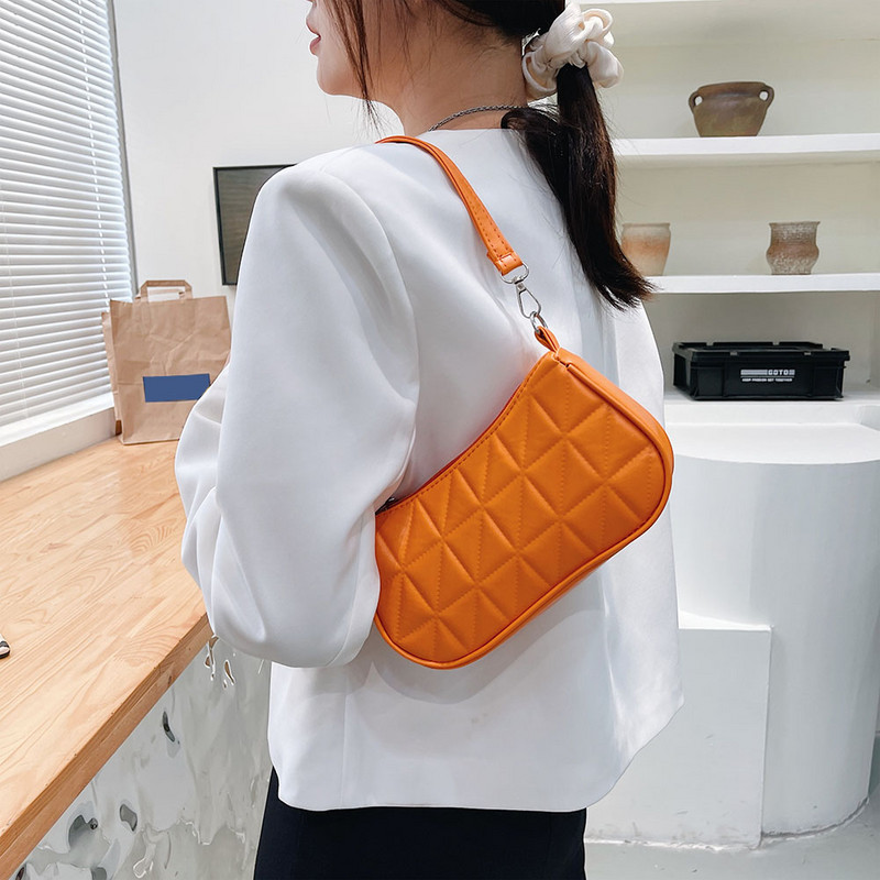 Γυναικείες τσάντες Trend 2022 Τσάντα ώμου μασχάλης με ανάγλυφο γεωμετρικό μοτίβο PU δέρμα πούλι Γυναικείες μονόχρωμες τσάντες τσάντες τσάντες