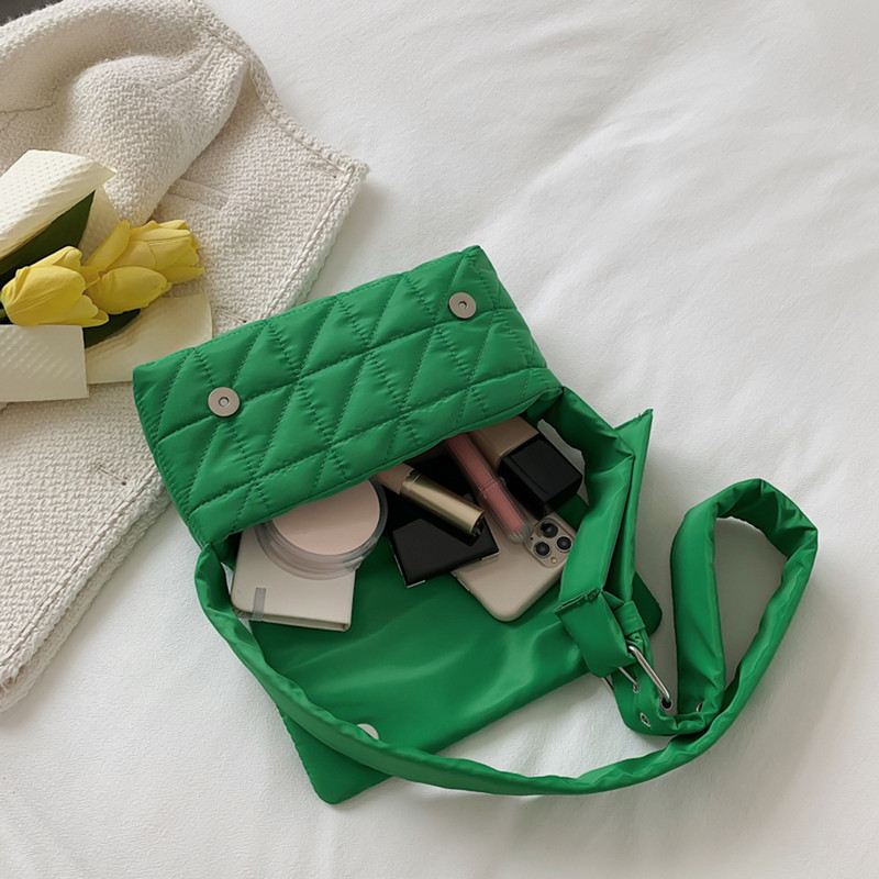 Fashion Space Pad Βαμβακερές γυναικείες τσάντες ώμου Νάιλον ύφασμα ώμου χιαστί τετράγωνες τσάντες Μικρό πτερύγιο τσάντα γυναικεία τσάντα αγγελιοφόρων