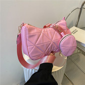 Нова лятна дамска чанта за 2022 г. Модна универсална чанта през рамо с ромб Дамска тенденция Едноцветна малка квадратна чанта с цип