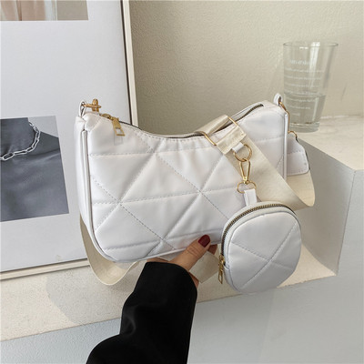 Нова лятна дамска чанта за 2022 г. Модна универсална чанта през рамо с ромб Дамска тенденция Едноцветна малка квадратна чанта с цип