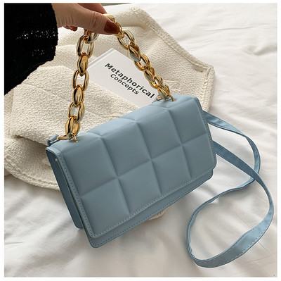 Minimalistlik tepitud klapiga ruudukott naistele 2022 Brändi disainer Luksuslikud Crossbody kotid Naiste õlakotid Paks kett
