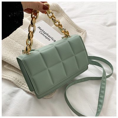 Minimalistlik tepitud klapiga ruudukott naistele 2022 Brändi disainer Luksuslikud Crossbody kotid Naiste õlakotid Paks kett
