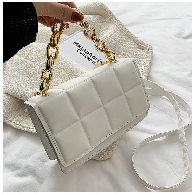 Minimalistlik tepitud klapiga ruudukott naistele 2022 Brändi disainer Luksuslikud Crossbody kotid Naiste õlakotid Paks kett