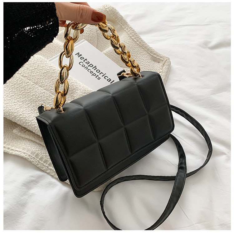 Minimalistlik tepitud klapiga ruudukott naistele 2022 Brändi disainer Luksuslikud Crossbody kotid Naiste õlakotid Paks kett