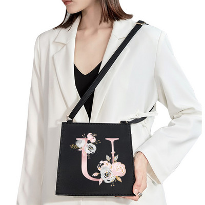 2022 Fashion Shoulder Bag Αρχικό όνομα Επιστολή Σειρά εκτύπωσης με μοτίβο ροζ λουλουδιών Commuter Bag Woman Bag Τσάντα βραδινή τσάντα