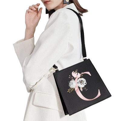 2022 Fashion Shoulder Bag Αρχικό όνομα Επιστολή Σειρά εκτύπωσης με μοτίβο ροζ λουλουδιών Commuter Bag Woman Bag Τσάντα βραδινή τσάντα