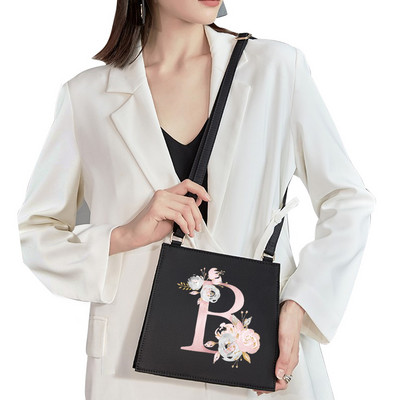2022 Fashion Shoulder Bag Αρχικό όνομα Επιστολή Σειρά εκτύπωσης με μοτίβο ροζ λουλουδιών Commuter Bag Woman Bag Τσάντα βραδινή τσάντα